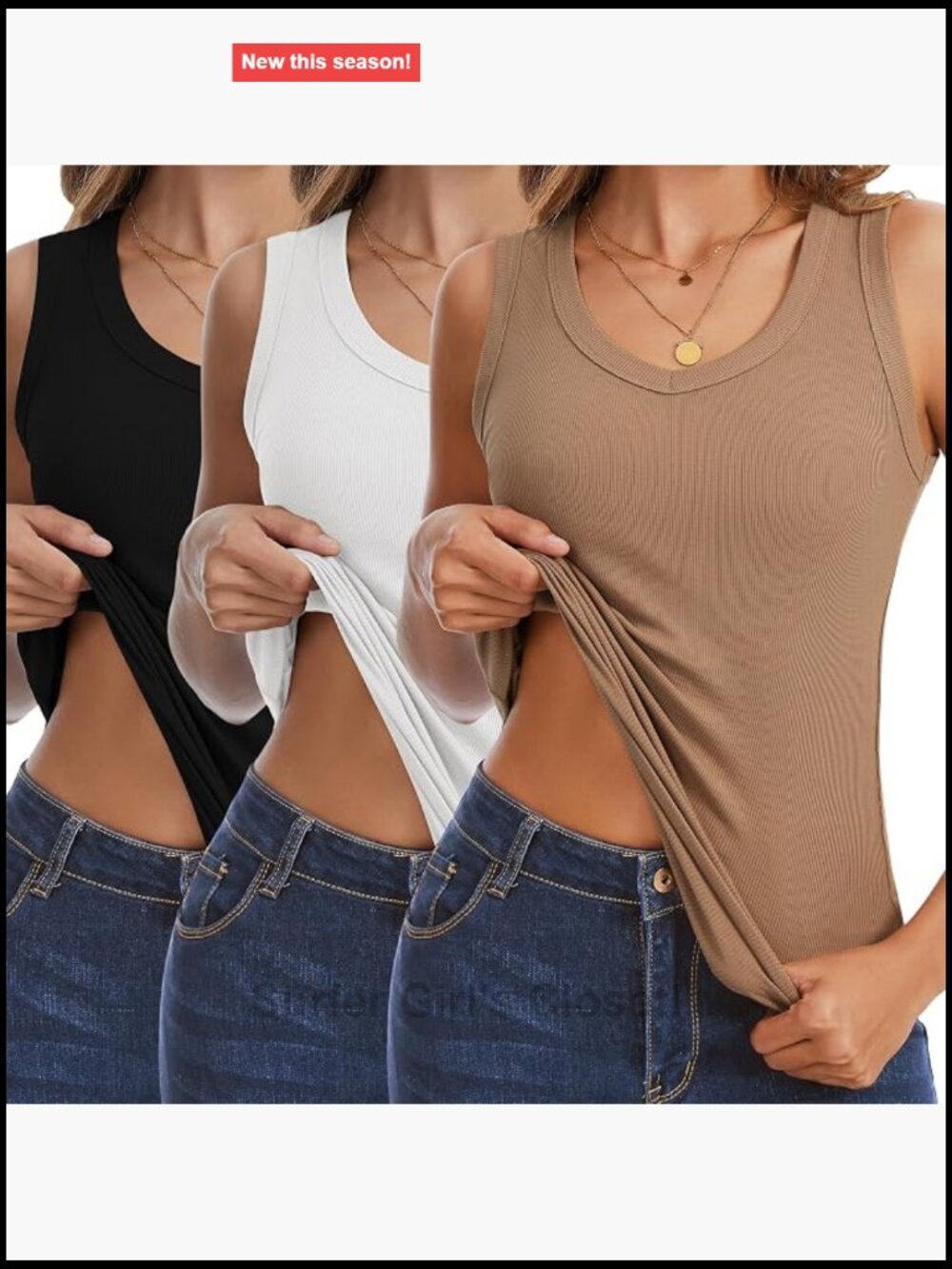 3 Pack Women's V Neck Ribbed Sleeveless Tank Tops